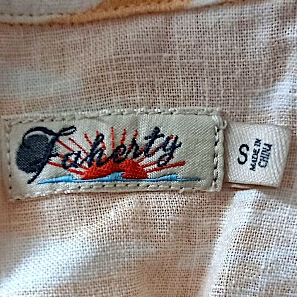 Faherty Hana Linen Shirt Dress S Palm Leaf Print Button Front Coastal Resort - Picture 11 of 16